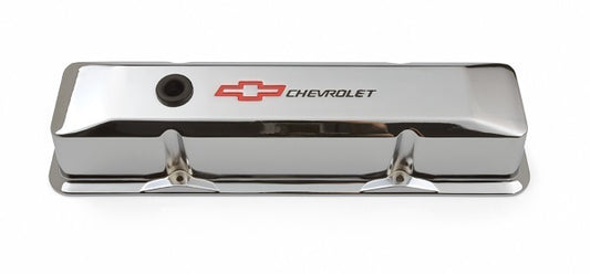 Proform PR141-117 Die Cast Tall Valve Covers Chev SB Chrome w/ Chevrolet Logo