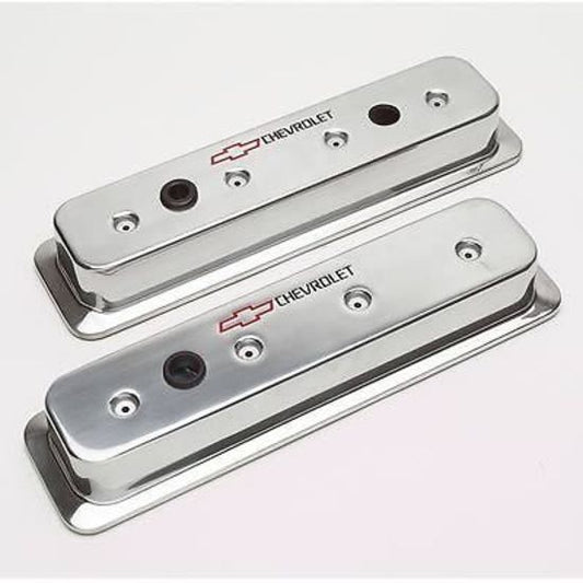 Proform PR141-130 Polished Alloy Tall Valve Covers Chev Logo Chev SB 1986-On Pr 141-130