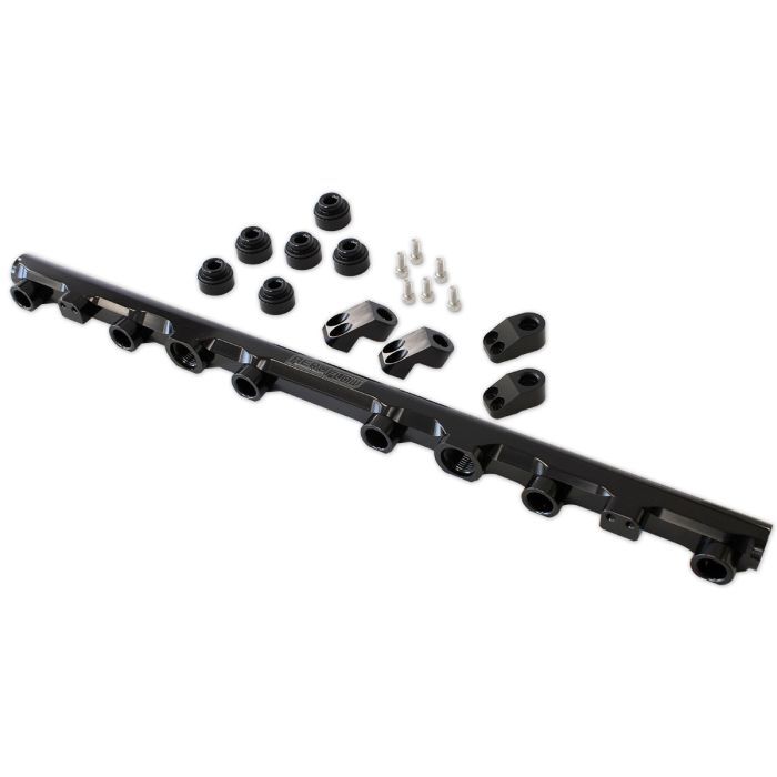 Aeroflow AF64-2259BLK for Toyota 2JZ-GTE Billet EFI Fuel Rail - Black Suit 14mm Full Length Fuel Injectors -8ORB Ports