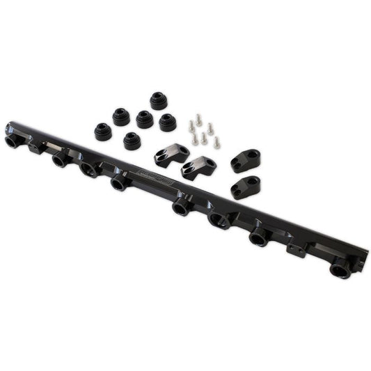 Aeroflow AF64-2259BLK for Toyota 2JZ-GTE Billet EFI Fuel Rail - Black Suit 14mm Full Length Fuel Injectors -8ORB Ports