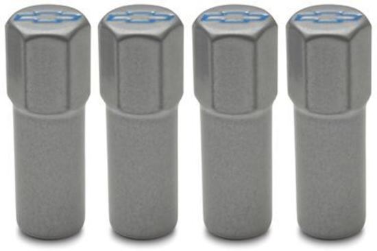 Proform PR141-367 Mini Nuts Valve Cover Steel Gray Blue Bowtie Emblem