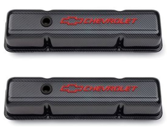 Proform PR141-712 Chevrolet & Bowtie Emblem' S/B V8 Stamped Valve Covers Tall w/Baffle Carbon-Style