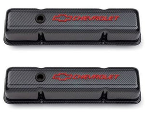 Proform PR141-712 Chevrolet & Bowtie Emblem' S/B V8 Stamped Valve Covers Tall w/Baffle Carbon-Style