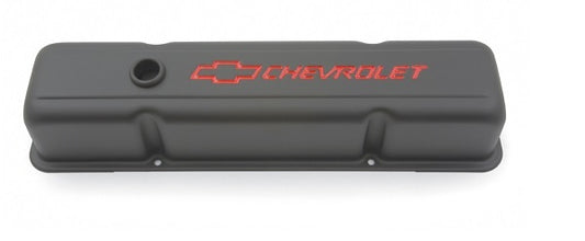 Proform PR141-751 Steel Tall Valve Covers w/ Baffle Black Crinkle Chev SB w/ Logo