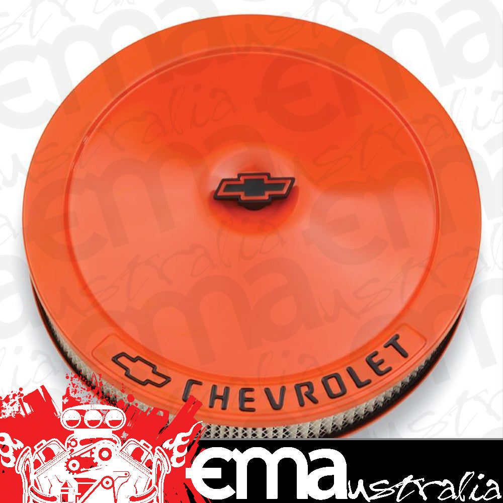 Proform PR141-785 14 x 3" Orange Air Cleaner Dropped Base Chevrolet Logo
