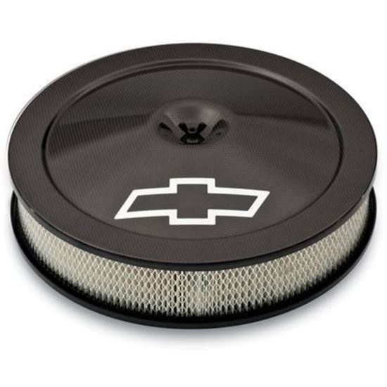 Proform PR141-790 Chevrolet Bowtie Emblem 14' Classic Air Cleaner Kit Black Genuine Carbon Fiber Tall Air Filter And Base Included