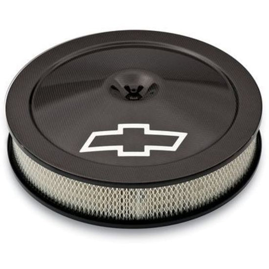 Proform PR141-790 Chevrolet Bowtie Emblem 14' Classic Air Cleaner Kit Black Genuine Carbon Fiber Tall Air Filter And Base Included