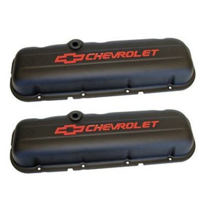 Proform PR141-810 Chev B/B Valve Covers Chevrolet & Bowtie Logo Short Black Crinkle