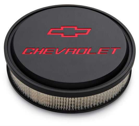 Proform PR141-834 Slant Edge 14" Black Air Cleaner w/ Red Chevrolet Logo