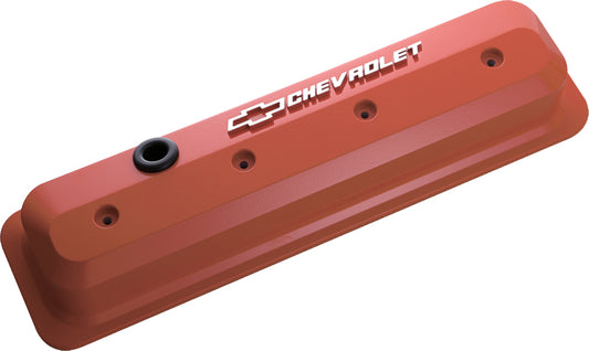 Proform PR141-841 Chev SB Vortec Die-Cast Slant Edge Valve Cover - Orange w/ Logo