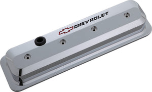 Proform PR141-844 Die-Cast Aluminium Slant Edge Valve Covers Chrome suit SB Chev Vortec w/ Recessed Chevrolet Logo & Bowtie Emblem