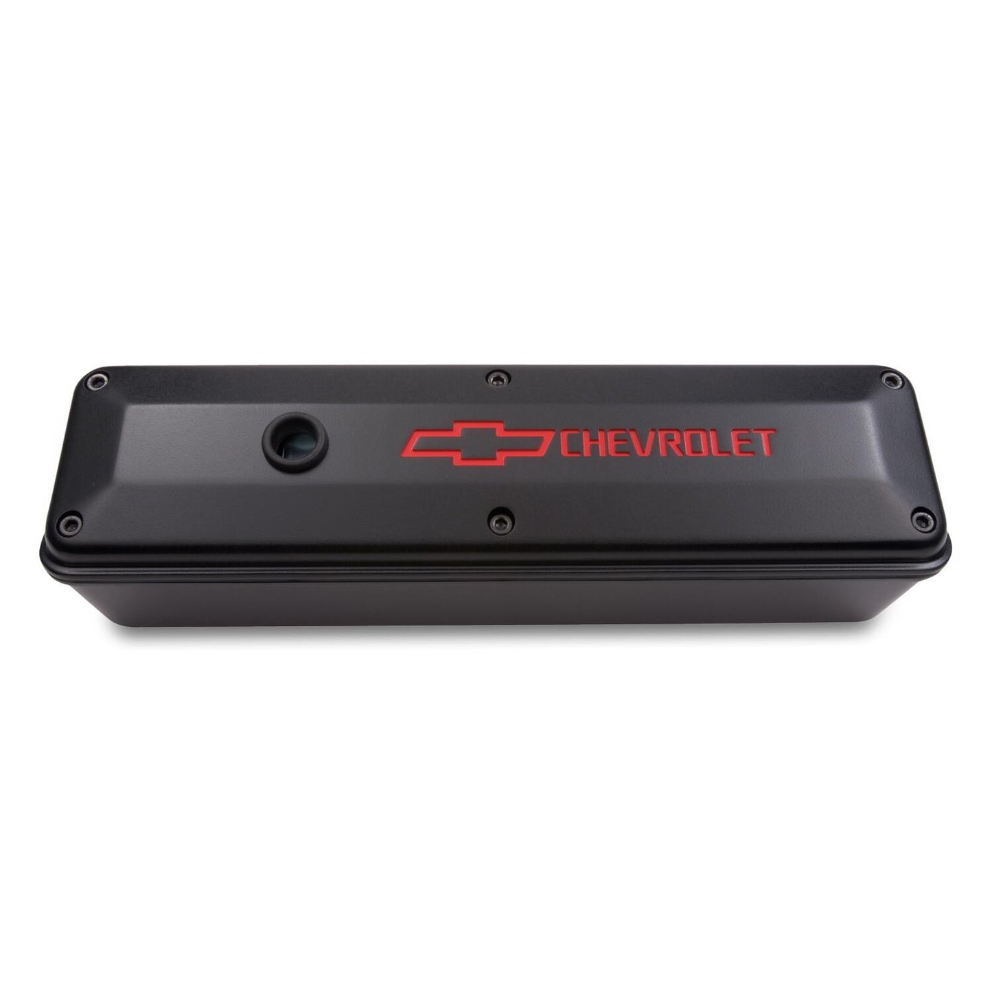 Proform PR141-911 Tall Alloy 2-Piece Valve Covers Black w/ Red Logo Chev SB V8