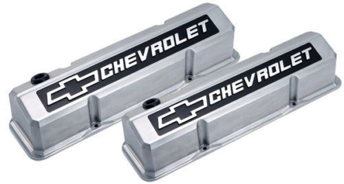 Proform PR141-920 Tall Alloy Valve Covers Polished w/ Logo suit Chev SB V8