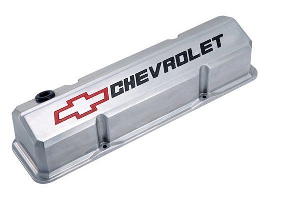 Proform PR141-927 Tall Alloy Valve Covers Polished Bowtie Logo suit Chev SB V8