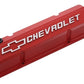Proform PR141-931 Die-Cast Aluminium Slant Edge Valve Covers Red suit SB Chev w/ Raised Chevrolet Logo & Bowtie Emblem