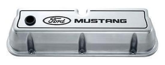 Proform PR302-030 Polished Alloy Valve Cover Ford Windsor 260-351 Mustang Logo