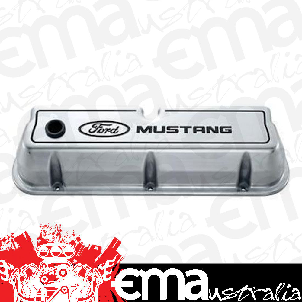 Proform PR302-030 Polished Alloy Valve Cover Ford Windsor 260-351 Mustang Logo