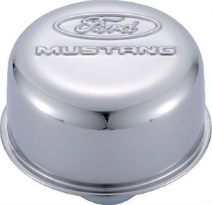 Proform PR302-220 Chrome Valve Cover Breather Cap Push In w/ Ford Mustang Logo