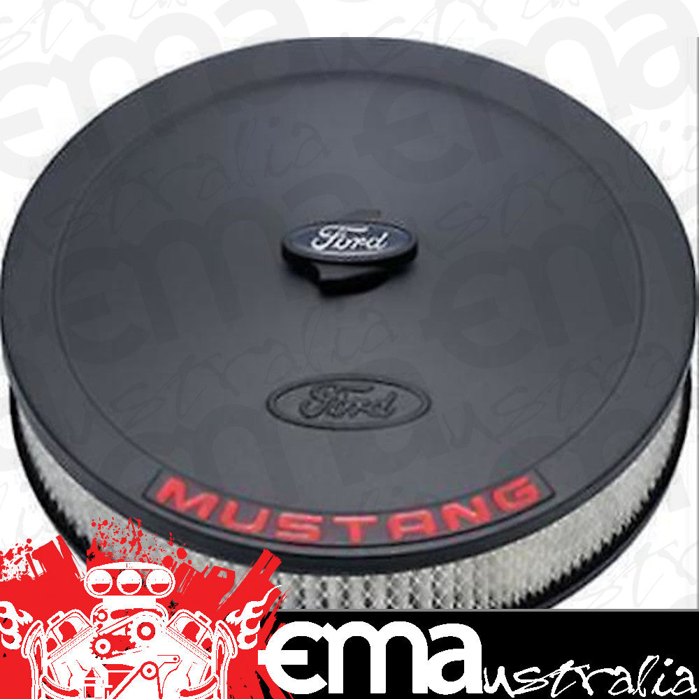 Proform PR302-362 Ford Mustang Air Cleaner Black Crinkle/Red Emblem 13" x 2-5/8"