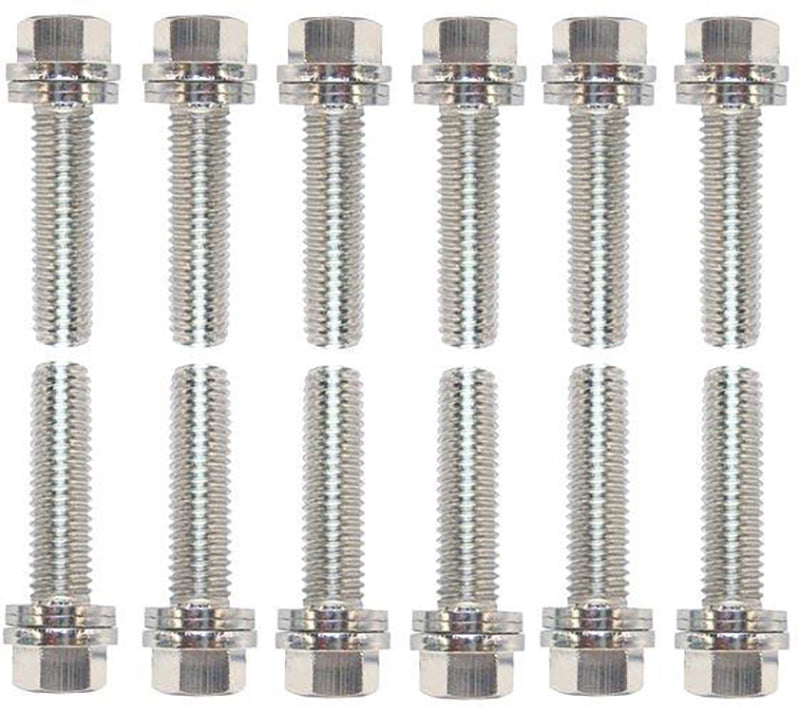 Proform PR66755 Self-Locking Wedge Header Bolts Hex Head Steel Nickel Plated 8mm x 1.25 Chev 5.7 6.0L LS1 LS6 Set Of 12