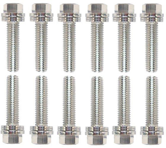 Proform PR66755 Self-Locking Wedge Header Bolts Hex Head Steel Nickel Plated 8mm x 1.25 Chev 5.7 6.0L LS1 LS6 Set Of 12