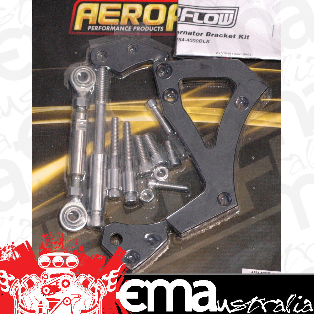 Aeroflow AF64-4000BLK Ford 351C Clev Billet Black Alternator Bracket D/Side Mid Mount Aeroflow - AF64-4000Blk