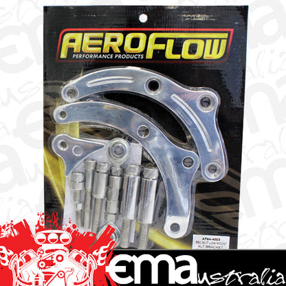 Aeroflow Performance Products AF64-4003 BBC Suit Low Mount Alt Brack P/Side Short Pump - Polished