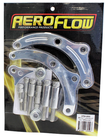 Aeroflow Performance Products AF64-4003 BBC Suit Low Mount Alt Brack P/Side Short Pump - Polished