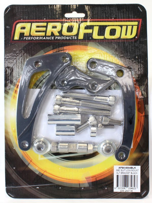 Aeroflow AF64-4004BLK Black SBC Low Mount Alt Brack Left Side Swp Black Kit
