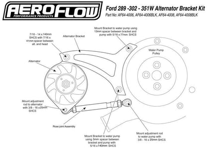 Aeroflow Performance Products AF64-4008BLK Black Alternator Bracket 351W Aust Driver Side