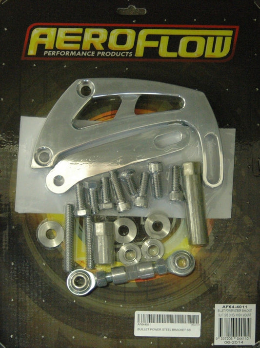 Aeroflow AF64-4011 Billet Power Steer Bracket S/Bhigh Mount Suit S/B Chev