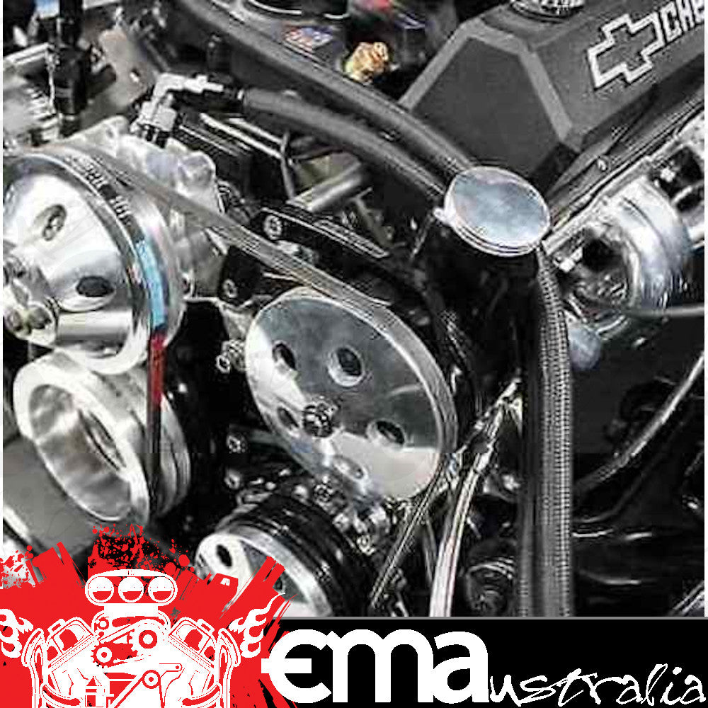 Aeroflow AF64-4011BLK Black Power Steer Bracket S/B High Mount Suit S/B Chev