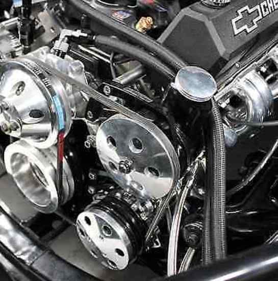 Aeroflow AF64-4011BLK Black Power Steer Bracket S/B High Mount Suit S/B Chev