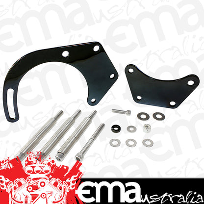 Aeroflow AF64-4016BLK Low Mount Alt Bracket Black B/B Chev with Long Water Pump