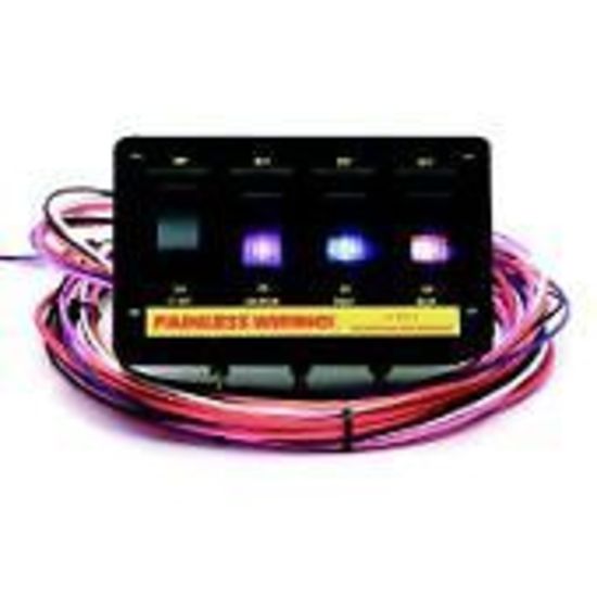 Painless Wiring PW50301 4 Rocker Switch Panel Fused Lighted 5.75X3"