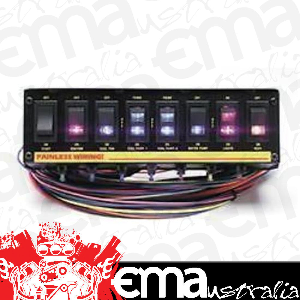 Painless Wiring PW50303 8 Rocker Switch Panel Fused Lighted 10.75X3"