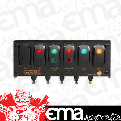 Painless Performance Wiring PW50321 Wiring 6 Contour Rocker Switch Panel Fused Lighted 8.75X3"