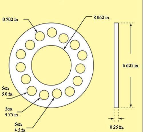 Pro Werks PWC44-003 1/2" Wheel Spacers 5 X 4-1/2" 5 X 4-3/4" Bolt Patterns 1 Pr