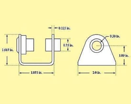 Pro Werks PWC73-158 Mild Steel Shock Bracket & Bushings 1-7/8" Flat Mount 1/2"