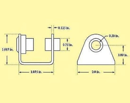 Pro Werks PWC73-158 Mild Steel Shock Bracket & Bushings 1-7/8" Flat Mount 1/2"