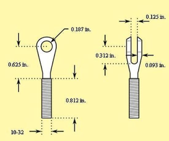 Pro Werks PWC73-491-2 S/S Threaded Slot Clevis 10-32Rh Thread 3/16" Hole
