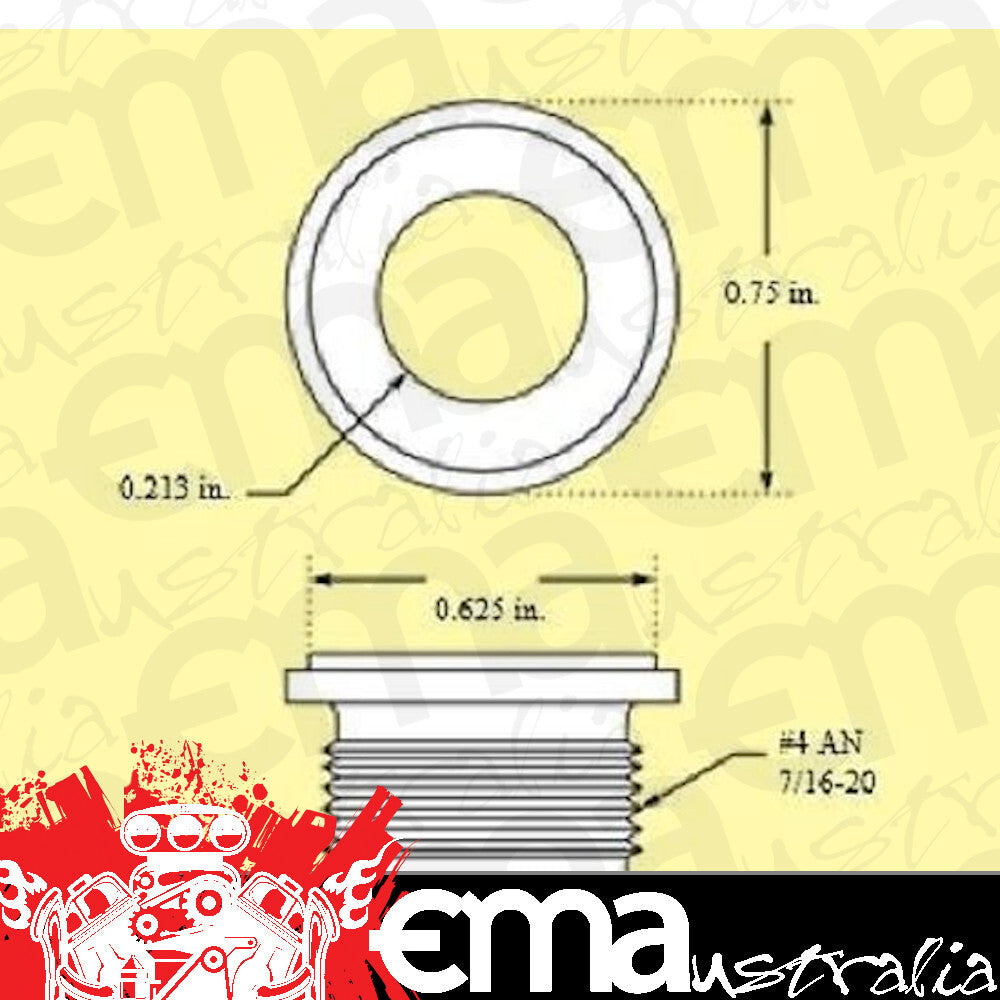 Pro Werks PWC73-630 High Flow -4an Aluminium Weld-In Male Bung 3/4" Flange O.D.