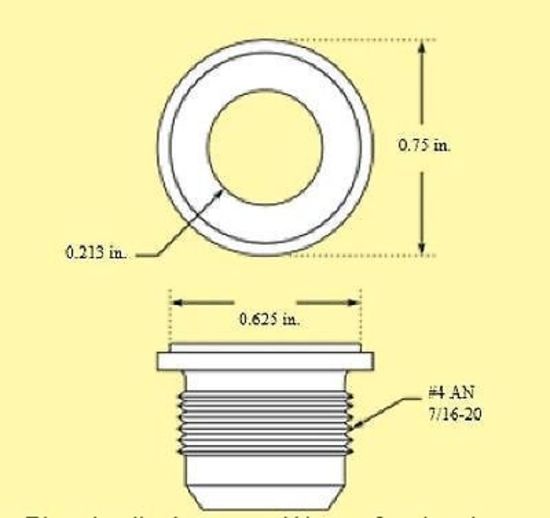 Pro Werks PWC73-630 High Flow -4an Aluminium Weld-In Male Bung 3/4" Flange O.D.