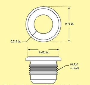 Pro Werks PWC73-630 High Flow -4an Aluminium Weld-In Male Bung 3/4" Flange O.D.