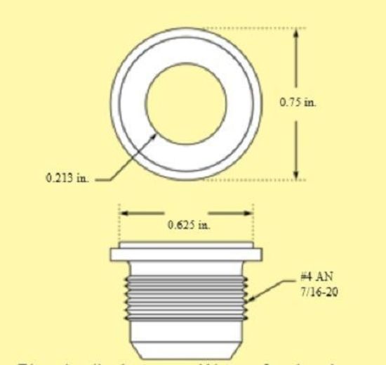 Pro Werks PWC73-630 High Flow -4an Aluminium Weld-In Male Bung 3/4" Flange O.D.
