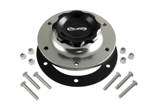 Pro Werks PWC73-705 2-3/4" Black Fill Cap w/ Silver Aluminum 6 Hole Fuel Cell
