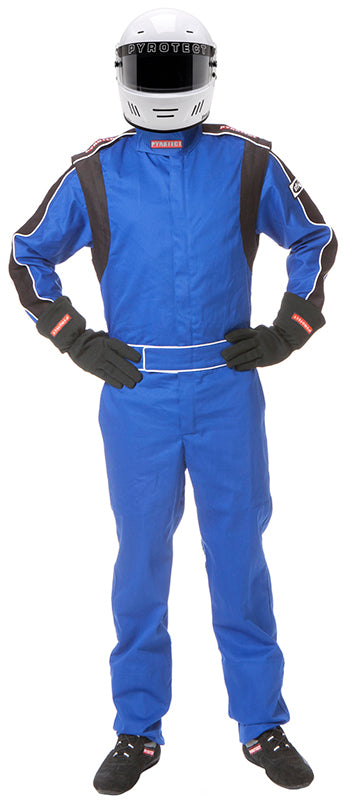 Pyrotect PY210403 Sportsman Deluxe One Piece Blue Racing suit Large SFI-5 Two Layer Nomex
