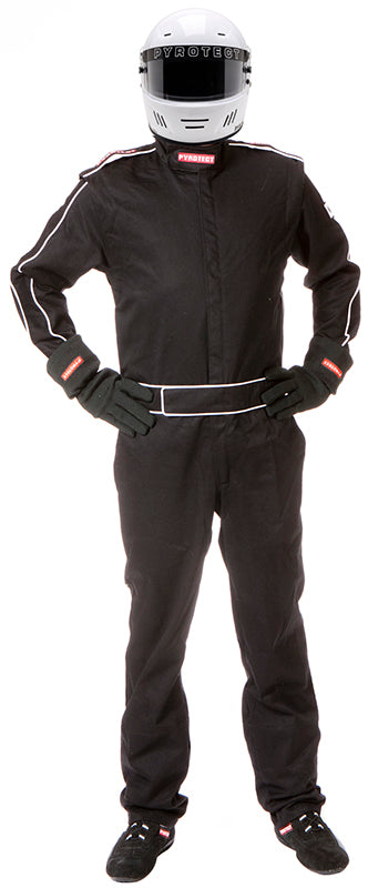 Pyrotect PY210501 Sportsman Deluxe One Piece Black Racing suit x-Large SFI-5 Two Layer Nomex