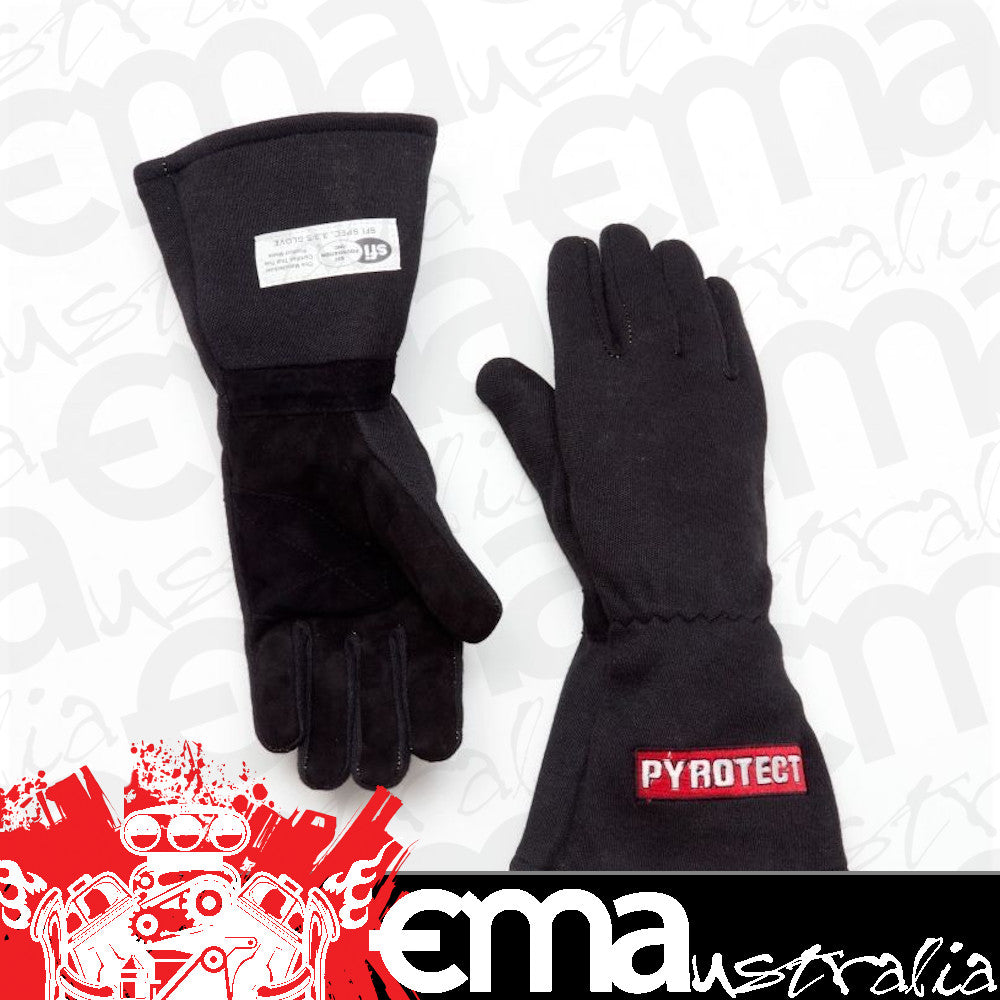 Pyrotect PYG2110000 Two Layer Black Nomex Racing GlOves Small SFI 3.5/5