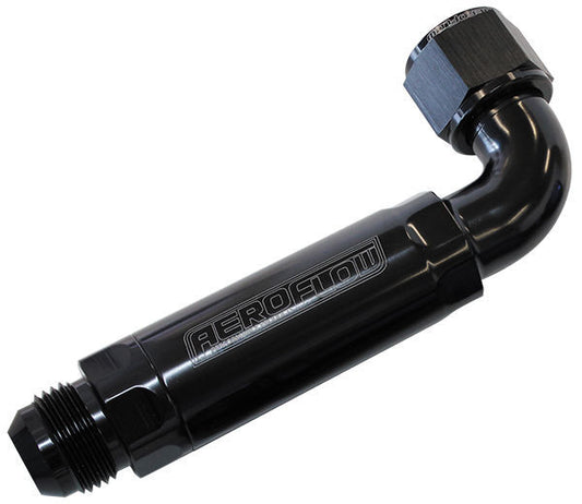 Aeroflow AF64-4100BLK -12AN 90 Deg to Inline Filter For Use with Dry Sump Pans